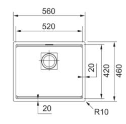 Franke Kubus KNG 110.52 Küchenspüle 52x42 Unterbau Onyxgranit 125.0512.504