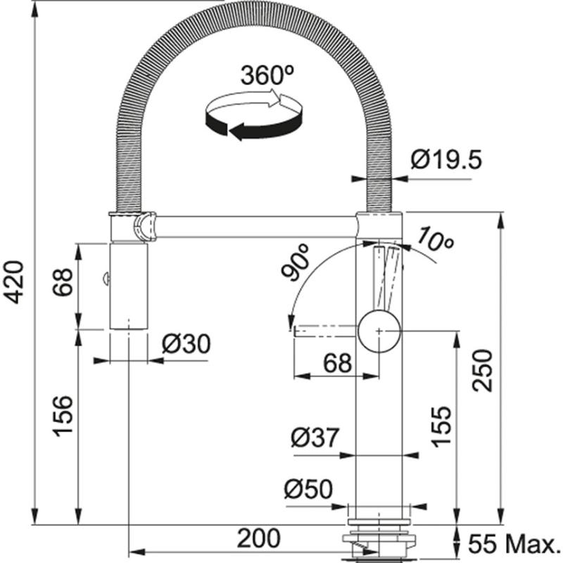 Franke Pescara Semi Pro L Küchenarmatur flexibler Auslauf, Edelstahl 115.0472.960
