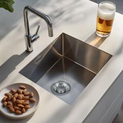 Lorreine 45R Luxury Edelstahl Küchenspüle 45x40 cm Unterbau, flächenbündig und Oberflächen-Einbau 1208912452