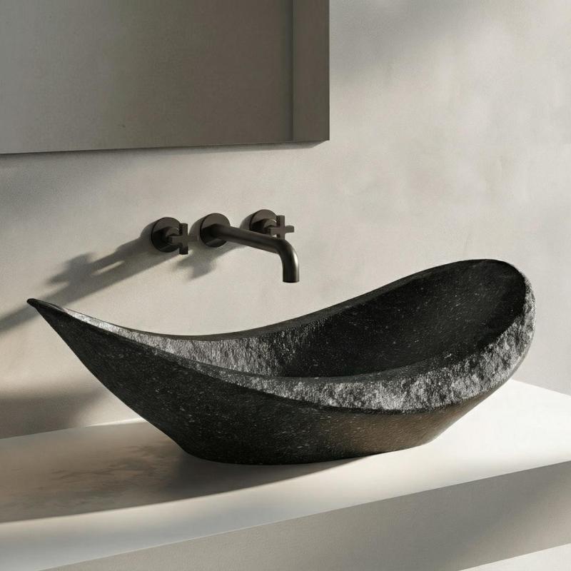 Waterevolution Cruz 3-Loch Unterputz-Waschtischarmatur, Schwarz matt, 19cm Auslauf 1208916572