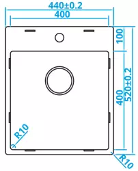 Caressi Basic Line Edelstahl Küchenspüle 40x40 flächenbündig mit Hahnlochbank CABLPP40KR10 1208920510