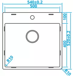 Caressi Basic Line Edelstahl Küchenspüle 50x40 Unterbau, flächenbündig und Aufliegend mit Hahnlochbank CABL50KR10 1208920522