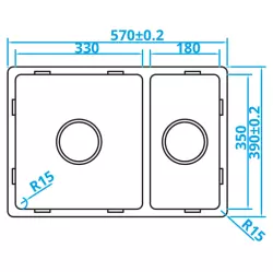 Caressi Basic Line Edelstahl Küchenspüle 39x57 Flachmontage Unterbau Aufliegend CABL3318R15 1208920571