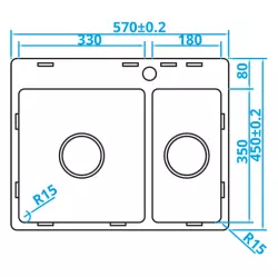 Caressi Basic Line Edelstahl Küchenspüle 45x57 Flachmontage Aufliegend CABL3318KR15 1208920572