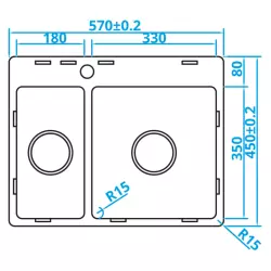 Caressi Basic Line Edelstahl Küchenspüle 45x57 Flachmontage Aufliegend CABL1833KR15 1208920573