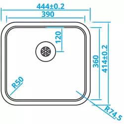 Caressi Basic Line Edelstahl Küchenspüle 44,4x41,4 Unterbau Flachmontage Aufliegend CABLPP39R50 1208920574