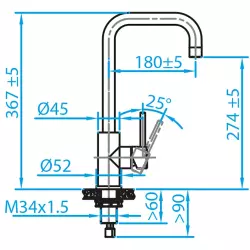 Caressi Basic Line Edelstahl Einhebel-Küchenmischer CABL001I 1208920576