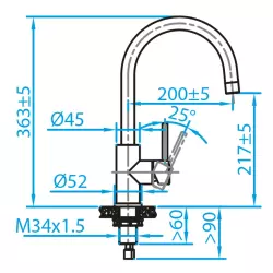 Caressi Basic Line Edelstahl Einhebel-Küchenarmatur CABL002I 1208920577