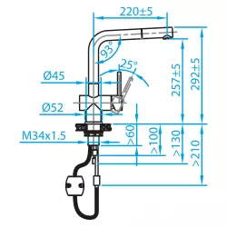 CARESSI Chrome Einhebel-Küchenmischer mit ausziehbarem Auslauf Chrom CA108CH U ECO 1208920642