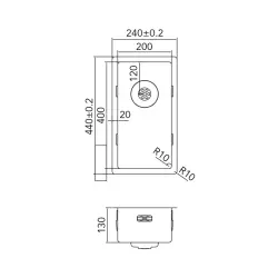 Caressi Küchenspüle CAPP20R10 B20xL40xT13cm nahtloser Stecker 1208920656