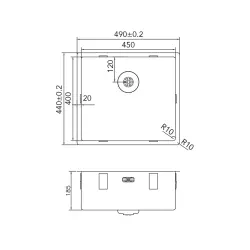 Caressi Küchenspüle CAPP45R10 B45xL40xT18,5cm nahtloser Stecker 1208920657