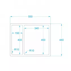 Caressi eineinhalb Küchenspüle CAPP1534R10 B15+B34xL40xT18,5cm nahtloser Stecker 1208920661