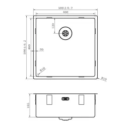 CARESSI Küchenspüle CAPP46D46R10 B46XL46XD18.5 cm nahtloser Stecker 1208920664