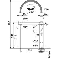 Franke Pescara Semi Pro 360 Küchenarmatur, flexibler Auslauf, Schwarz 115.0545.136