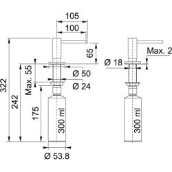 Franke Active Einbau-Spülmittelspender, Schwarz matt 119.0547.906