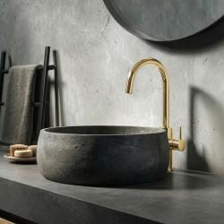 Waterevolution Flow Waschtischarmatur, hohes Modell, PVD gebürstetes Hellgold T1121FWGE