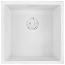 Caressi White Line weiße Quartz Küchenspüle 40cm Aufliegend oder Unterbau CAGRPP40WH-TU 1208921340