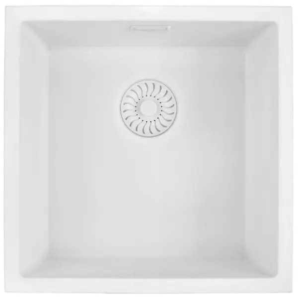 Caressi White Line weiße Quartz Küchenspüle 40cm Aufliegend oder Unterbau CAGRPP40WH-TU 1208921340