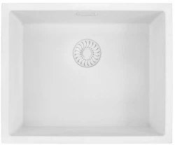 Caressi White Line weiße Quartz Küchenspüle 50 cm Aufliegend oder Unterbau CAGRPP50WH-TU 1208921343