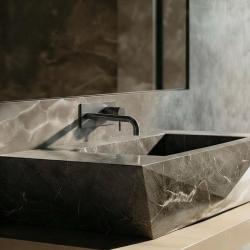 Waterevolution Flow Unterputz-Waschtischarmatur mit Abdeckplatte, PVD Gun Metal, Auslauf 15cm T1161GME-15