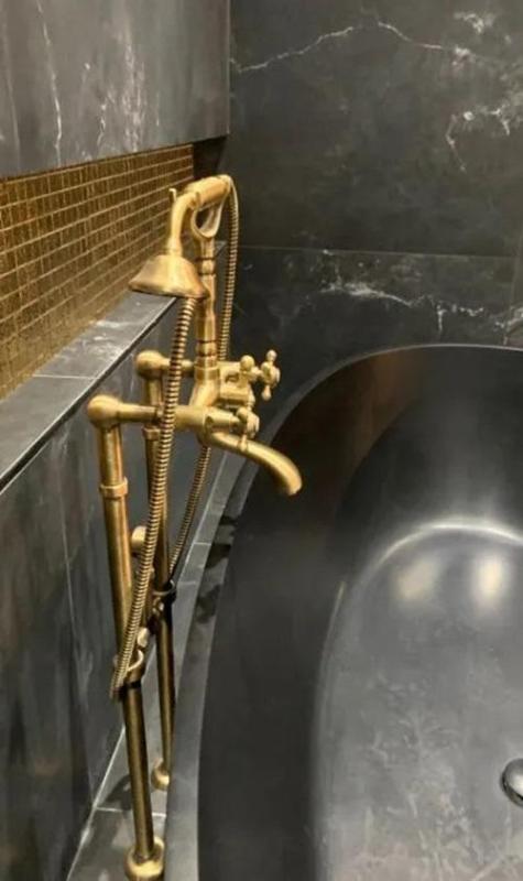 PB freistehende Badewannenarmatur, nostalgisch, Sterngriffe, Bronze 6000