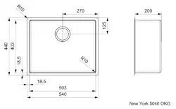 Reginox New York mittelgroße Edelstahl Küchenspüle 50x40 mit OKG-Stecker R28131