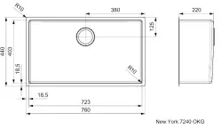 Reginox New York große Edelstahl Küchenspüle 72x40 mit OKG-Stecker R31377