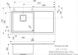 Reginox Phoenix 40 Edelstahl Küchenspüle links mit Abtropffläche 86x51cm L2511 R32909