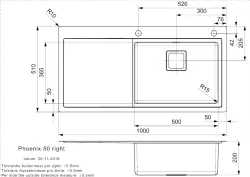 Reginox Phoenix 50 Edelstahl Küchenspüle rechts mit Abtropffläche 100x51cm L2500 R32879