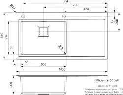 Reginox Phoenix 50 Edelstahl Küchenspüle links mit Abtropffläche 100x51cm L2501 R32886