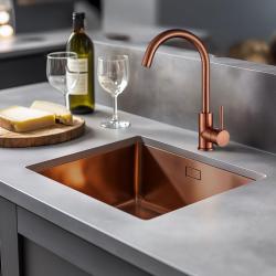 Lorreine 40SP Copper Luxury Edelstahlspüle PVD Kupfer 40x40 Unterbau flächenbündig und Aufliegend 1208952365