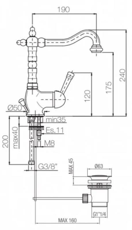 PB Waschtischarmatur nostalgisch Vintage Bronze