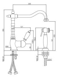 PB Nostalgische Küchenarmatur mit separater ausziehbarer Handbrause, Edelstahl