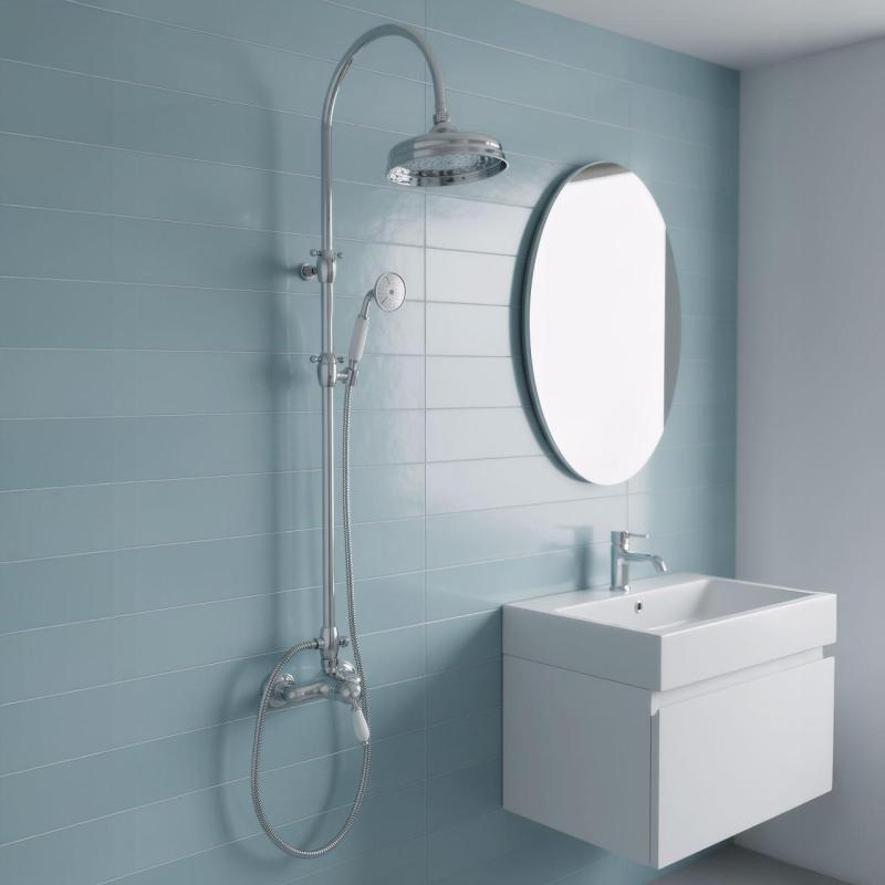 PB Nostalgisches Duscharmatur-Set mit Regenbrause Chrom