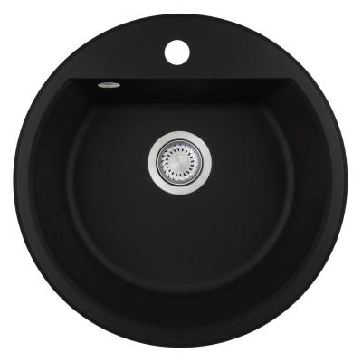 GraniteMy Bremen Granit Rundspüle 43 cm Unterbau und Aufliegend, mit Hahnloch, mit Edelstahlstecker 1208953206