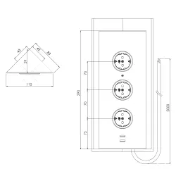 Energiesäule mit 3 Steckdosen Erdung Typ F und 2 USB-Ladegeräten Edelstahl 1208953216