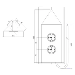 Energiesäule mit 2 Eck-Steckdosen Erdung Typ F, Edelstahl 1208953220