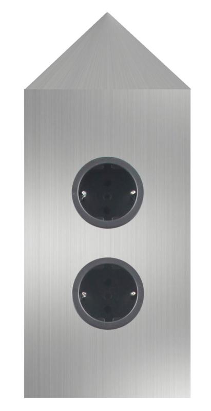 Indux Corner Energie-Säule mit 2 Steckdosen Randaarde Eckausführung Edelstahl 1208953220