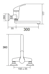 Blusani Wand-Küchenarmatur mit extra langem Auslauf gesamt 35,5 cm, Chrom 1208953263