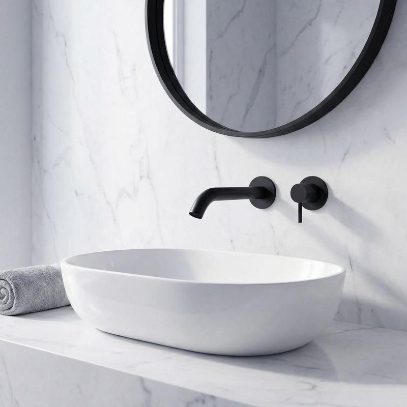 SB Round Unterputz Waschtischarmatur, Schwarz matt - 102mm