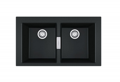 Franke Sirius 2 S2D 620 Kunststoff Doppelspülbecken Schwarz Aufbau 143.0634.552