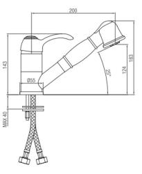 PB Nostalgic niedrige Küchenarmatur mit ausziehbarer Handbrause, Chrom 1208953752