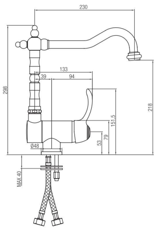 PB Vintage Nostalgic Fenster-Küchenarmatur klappbar, Edelstahl 1208953757