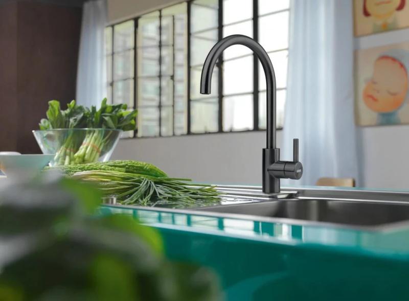 Franke Küchenarmatur Eos Neo schwenkbarer Auslauf, Schwarz gebürstet 115.0613.590