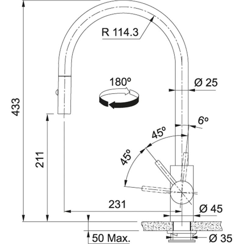 Franke Küchenarmatur Eos Neo mit ausziehbarem Brausekopf, komplett Edelstahl 115.0590.045
