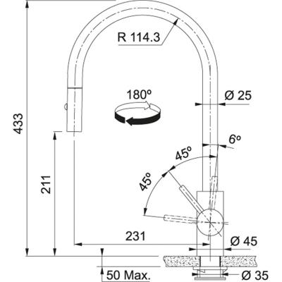 Franke Küchenarmatur Eos Neo mit ausziehbarem Brausekopf, PVD Gun Metal 115.0628.256