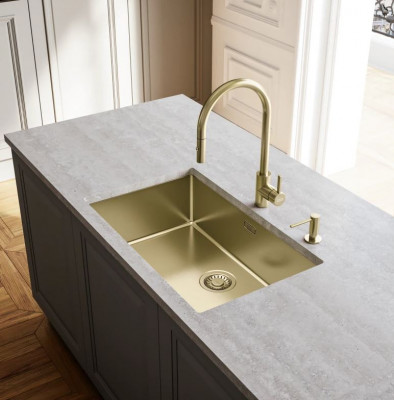 Franke Küchenarmatur Eos Neo mit ausziehbarem Brausekopf, PVD Gold 115.0681.244