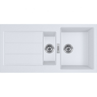 Franke Sirius 2 S2D 651 Kunststoff 1,5 anderthalb Spülbecken mit Abtropffläche Weiß Aufbau 100x50 143.0634.555