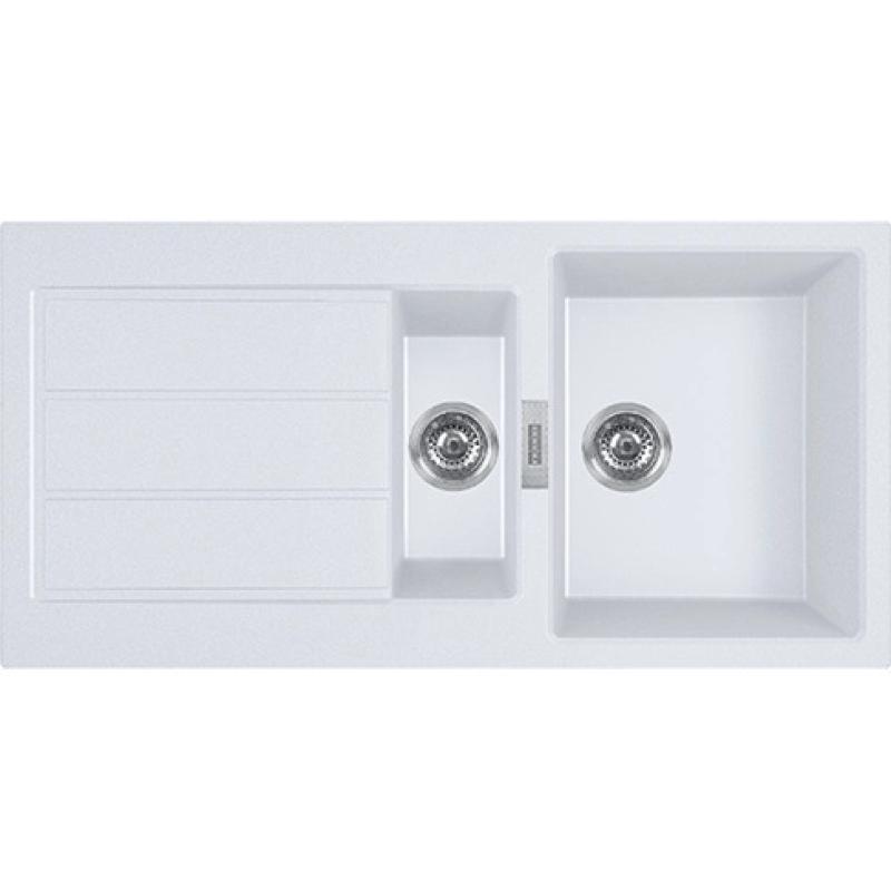 Franke Sirius 2 S2D 651 Kunststoff 1,5 anderthalb Spülbecken mit Abtropffläche Weiß Aufbau 100x50 143.0634.555