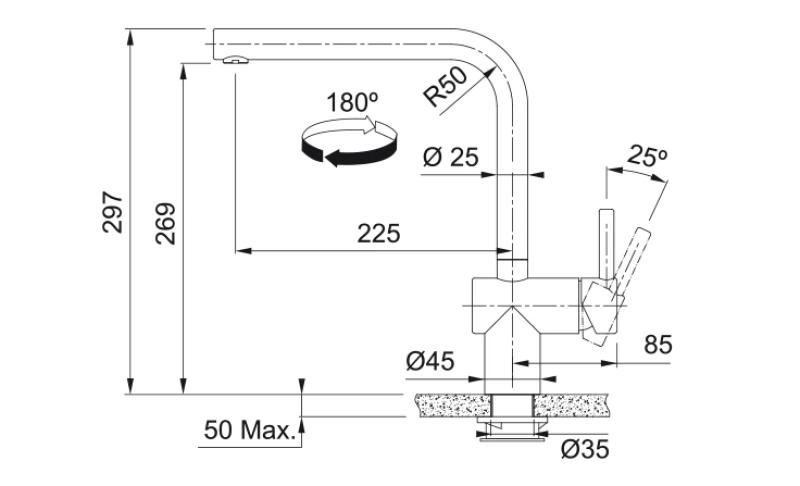Franke Atlas Neo Sensor Küchenarmatur mit schwenkbarem Auslauf, Schwarz gebürstet 115.0625.525